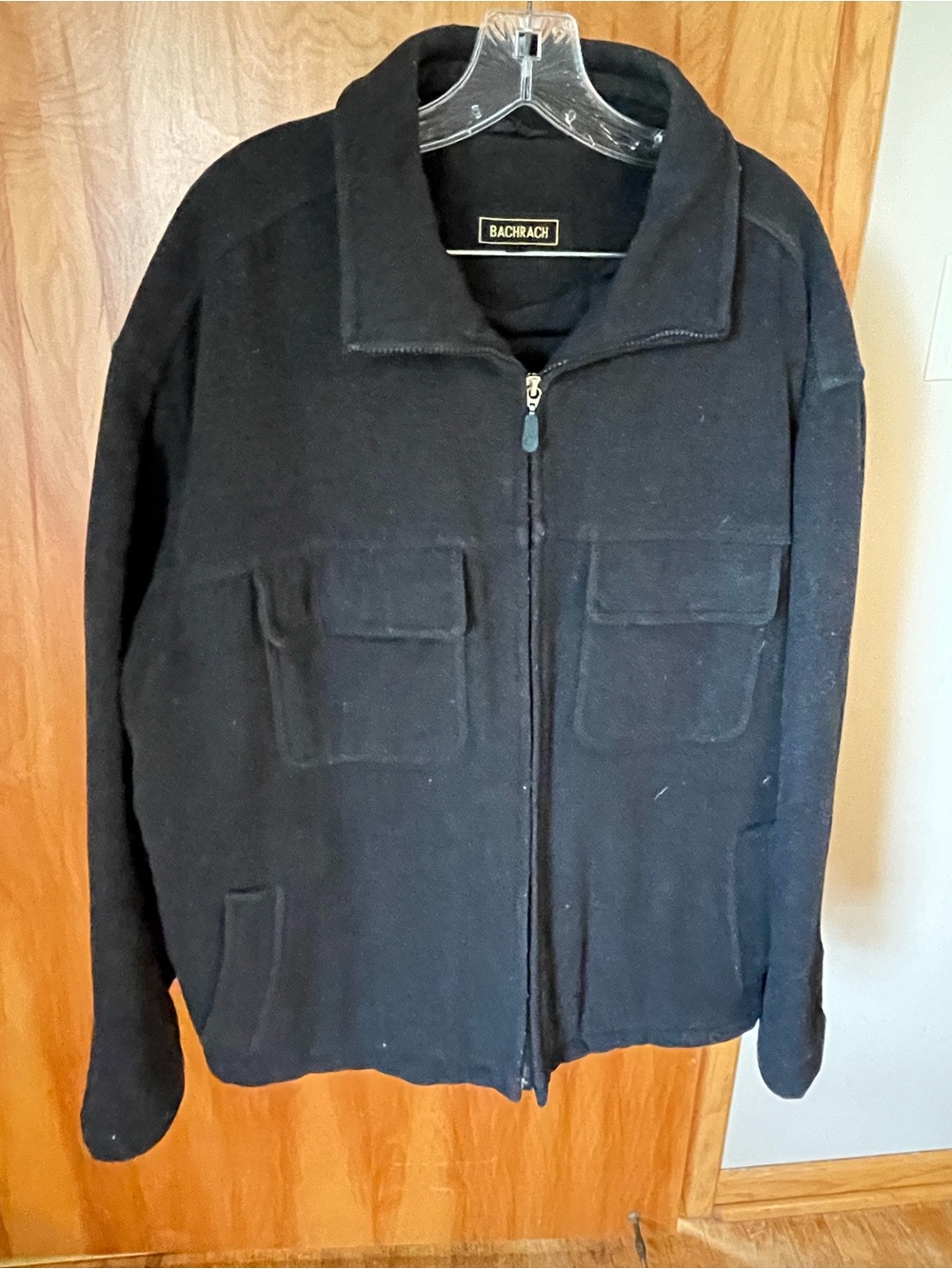 Bachrach Men’s Black Zip-Up Jacket with Patch Pockets